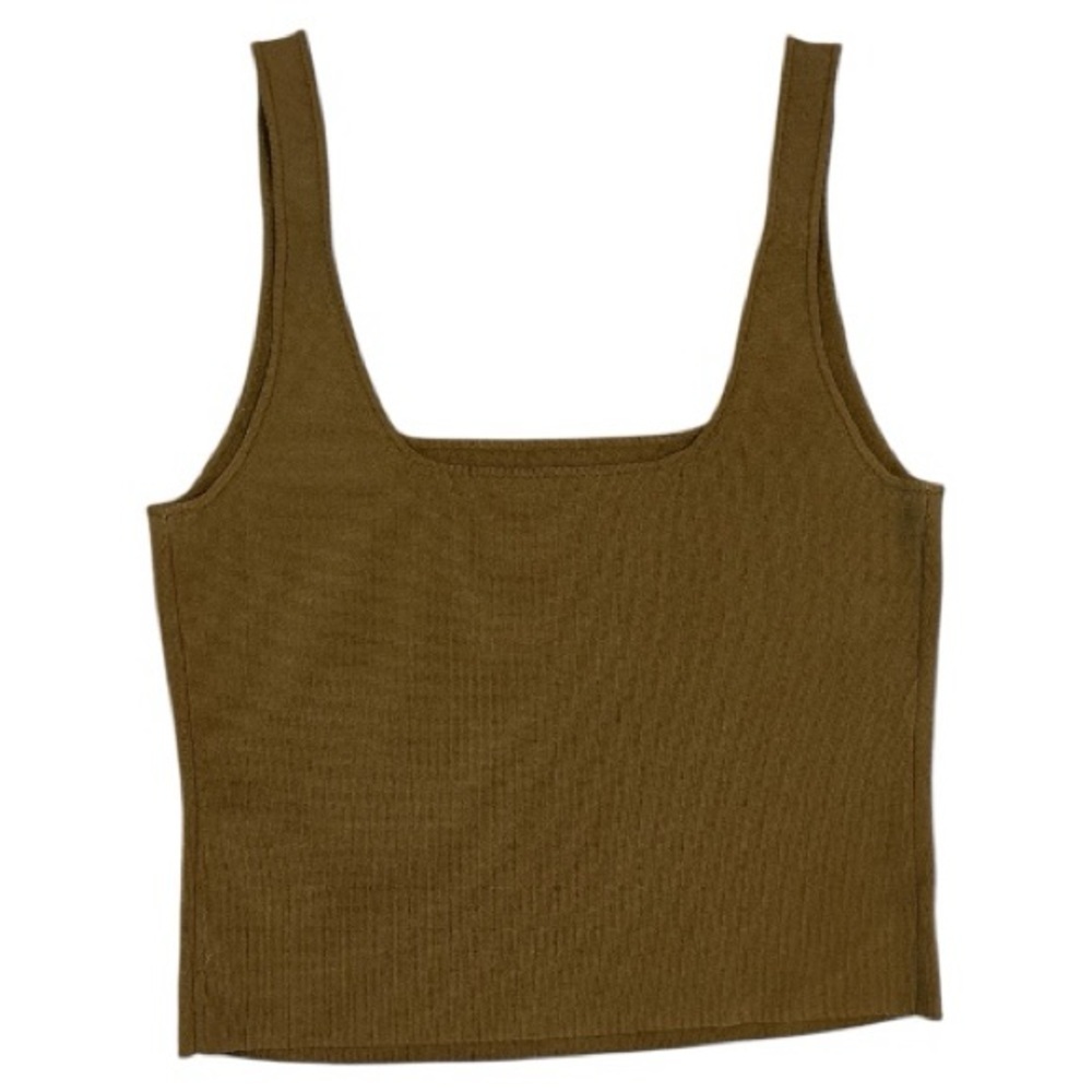 Vince Square Neck Crop Knit Tank Top in Brown Size Medium - Picture 5 of 5